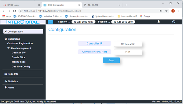 ONOS Configuration Page