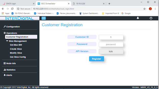 ONOS Registration Page