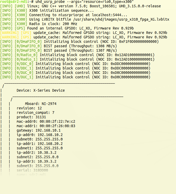 Output of uhd_usrp_probe